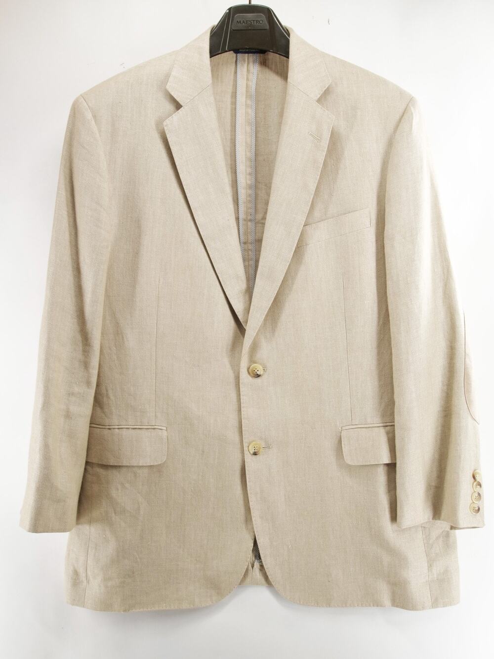 Brooks Brothers 1818 Madison Blazer 44R Beige Baird McNutt Irish Linen Casual